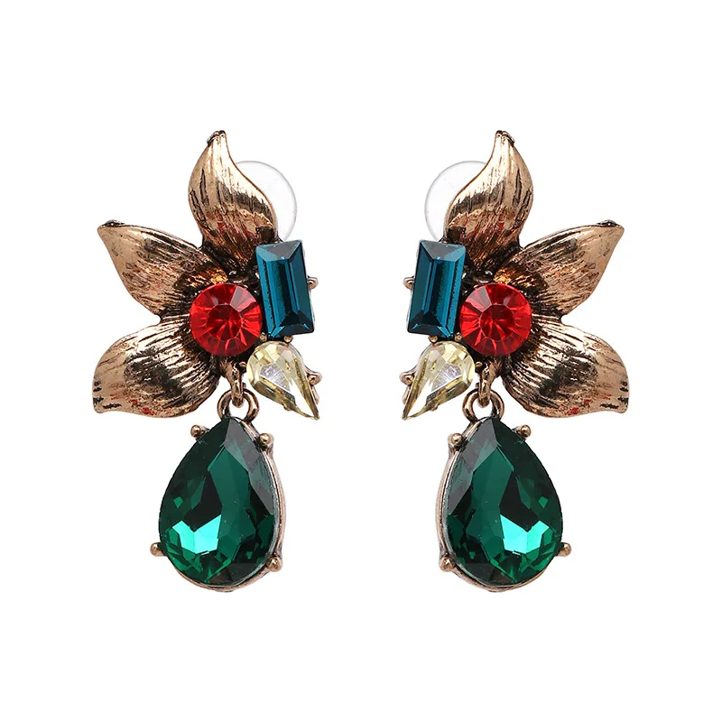

Qiaose Vintage Rhinestone Teardrop Pendant Dangle Drop Earrings for Women Maxi Statement Collection Earings Accessories