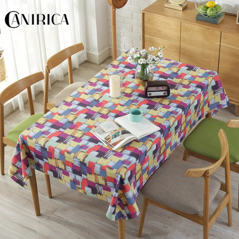 

CANIRICA Table cloth waterproof obrus oilproof mantel color plaid table cover printing tablecloth nappe de table rectangulaire