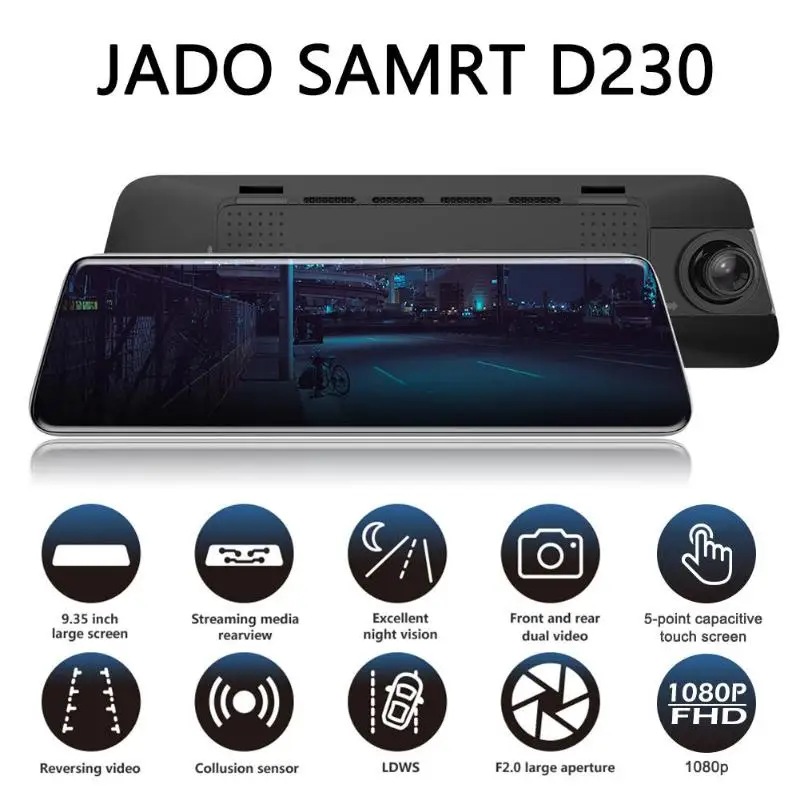 

JADO D230 Stream RearView Mirror Dvr dash Camera avtoregistrator 10 IPS Touch Screen Full HD 1080P Car Dvr dash cam Night Vision