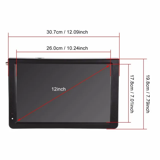 LEADSTAR 12inch Digital Home Television ATSC Portable TV 1080P HD HDMI Video Player for Car US Plug