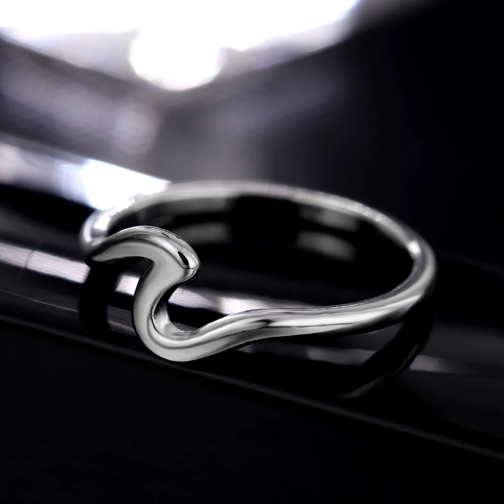 

17IF Fashion Silver Color Wave Copper Ring Women Engagement Charms Rings For Women Girl Jewelry 2018 New Design Ocean Surf Wire
