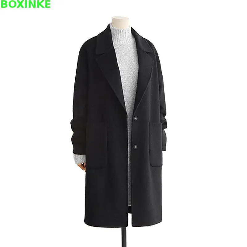 

2018 V-neck Real Kaban Solid Full Long Coats Big Yard Coat Winter New Fat Mm Add Fertilizer To Increase The Length Of Jacket