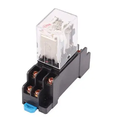 

HH52P-L AC 110V Coil 8 Screw Terminals DPDT 35mm DIN Rail Power Relay w Socket