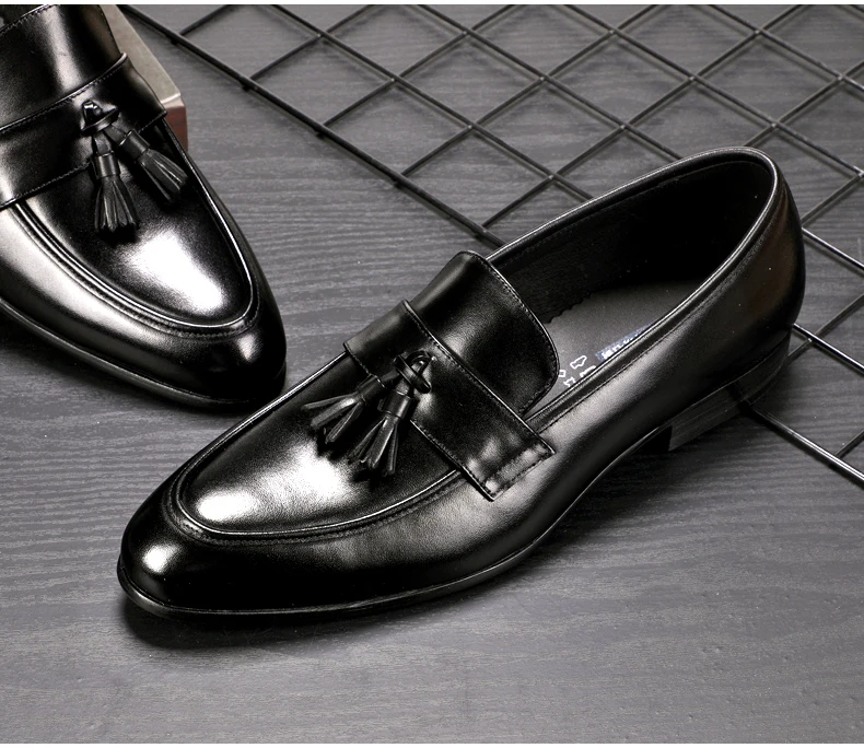Men's Leather Casual Shoes Oxfords Wedding Shoe Moccasins Men Driving Shoes' Slip-On Genuine Leather Shoes Men Big Size Loafers (7)