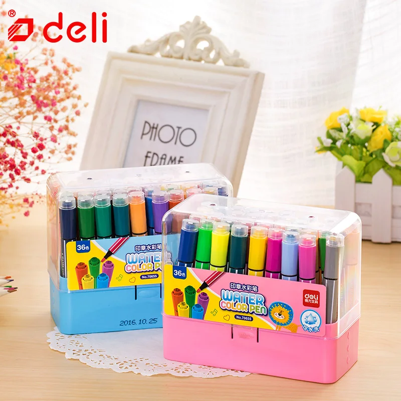 

Deli 36pcs/Box Water Color Pen School Student Stamp Watercolor Marker Washable Stationery Drawing Painting Tools Artist supplies