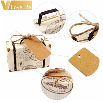 

50pcs Wedding Favors and Gifts Box Mini Suitcase Candy Box for Wedding Decoration Supplies Chocolate Boxes Sweet Bags