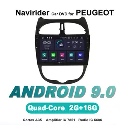 Navirider Авторадио gps навигация android 9,0 автомобильный Радио плеер для PEUGEOT 206 головное устройство Aux bluetooth стерео авто аксессуары