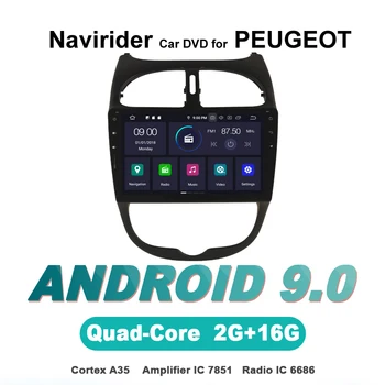 

Navirider autoradio gps navigation android 9.0 car radio Player for PEUGEOT 206 head unit Aux bluetooth stereo auto accessories
