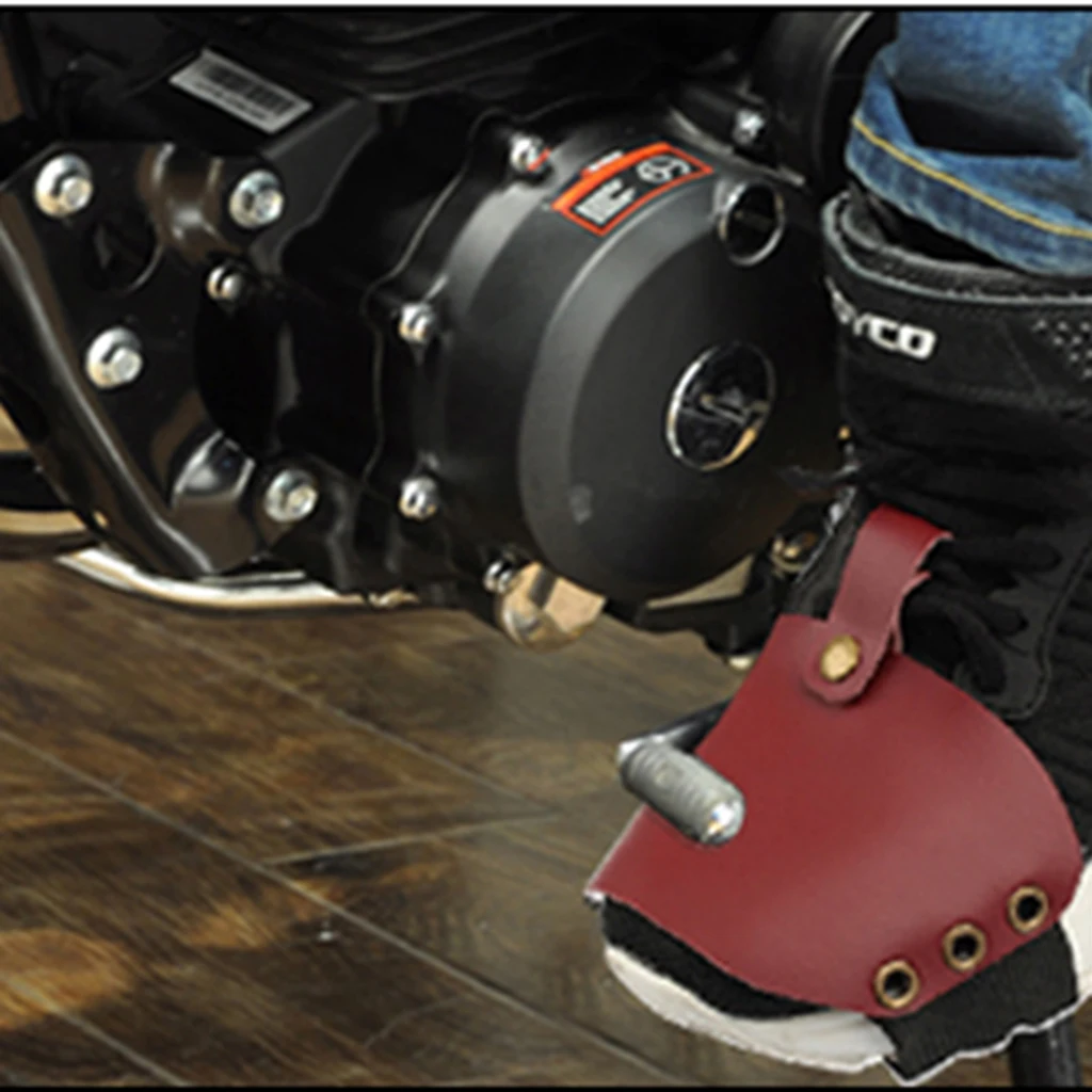 Genuine Leather Motorcycle Gear Shifter Shoes Boots Protection Cover Shift Adjustable Pad Motorcycle Gear Shift Pad