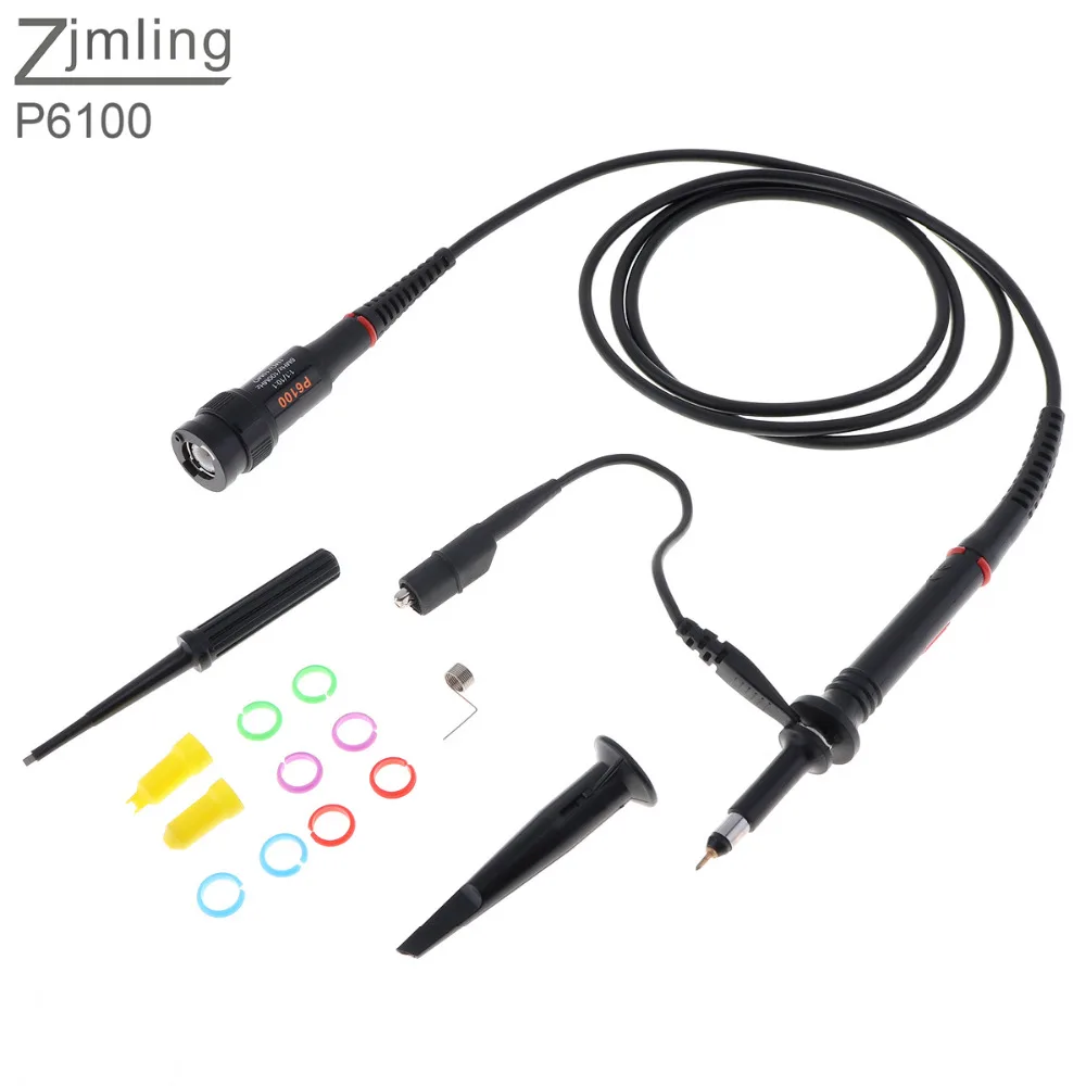 

ZJMLING New P6100 Professional High Voltage Oscilloscope Probe Accessories 100MHz Test Probe Kit Alligator Clip