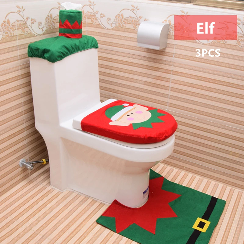 

Christmas Decorations for Home Santa Claus Toilet Lid Cover New Year xmas decoration Christmas Ornament Reindeer Snowman Elf