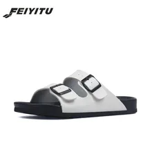 FeiYiTu плюс размер 35-45 Горячее предложение женские летние пляжные шлёпанцы, тапочки Повседневное с двойной пряжкой; Туфли-сабо; Для женщин без шнуровки шлепанцы