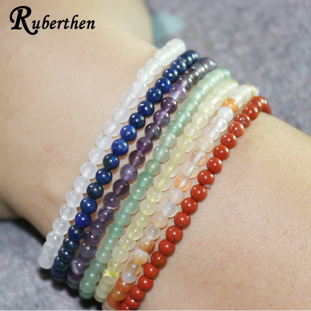 Comprar Juego de pulsera de equilibrio Ruberthen, pulseras de energía de piedras preciosas, 7 Chakras, pulsera de Yoga, 7 piezas, mejor regalo de cumpleaños