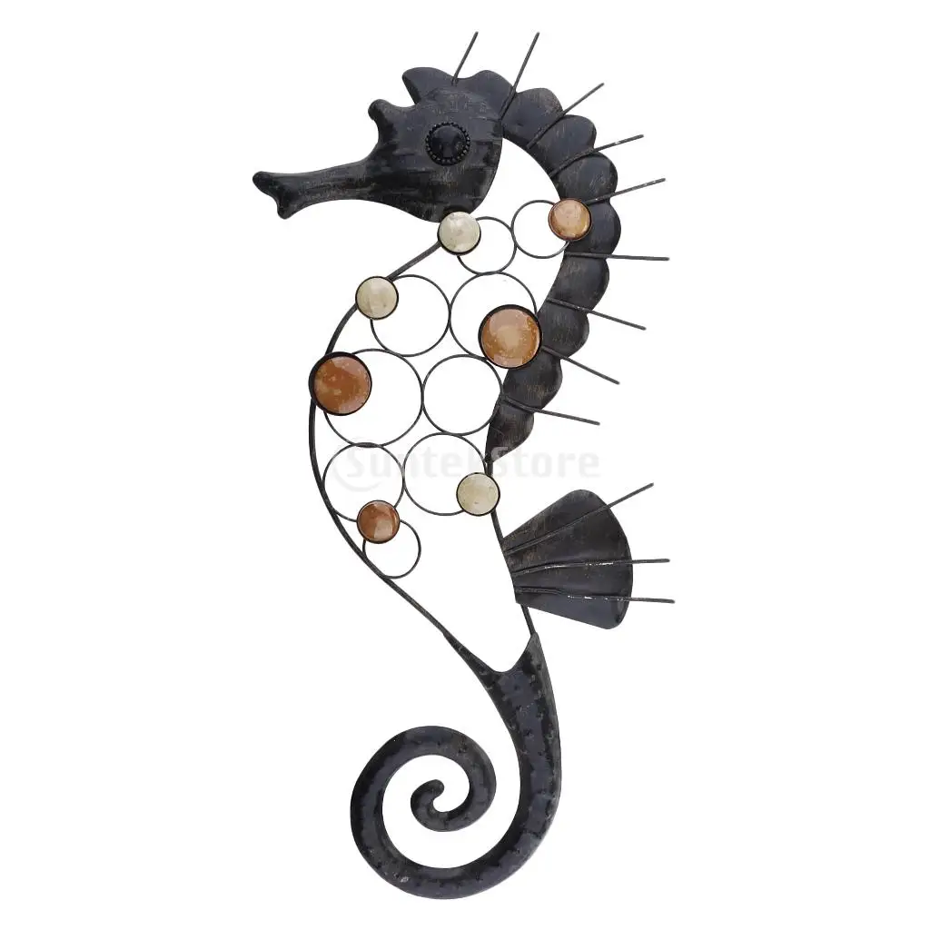 Decorative Sea Horse Metal Wall Art Hanging Home Decor Sea Life Ornament