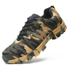 Прямая поставка; дышащая сетчатая Мужская защитная обувь со стальной головкой; Рабочая испытательная пластина; нестираемые ботинки; большие размеры 36-47