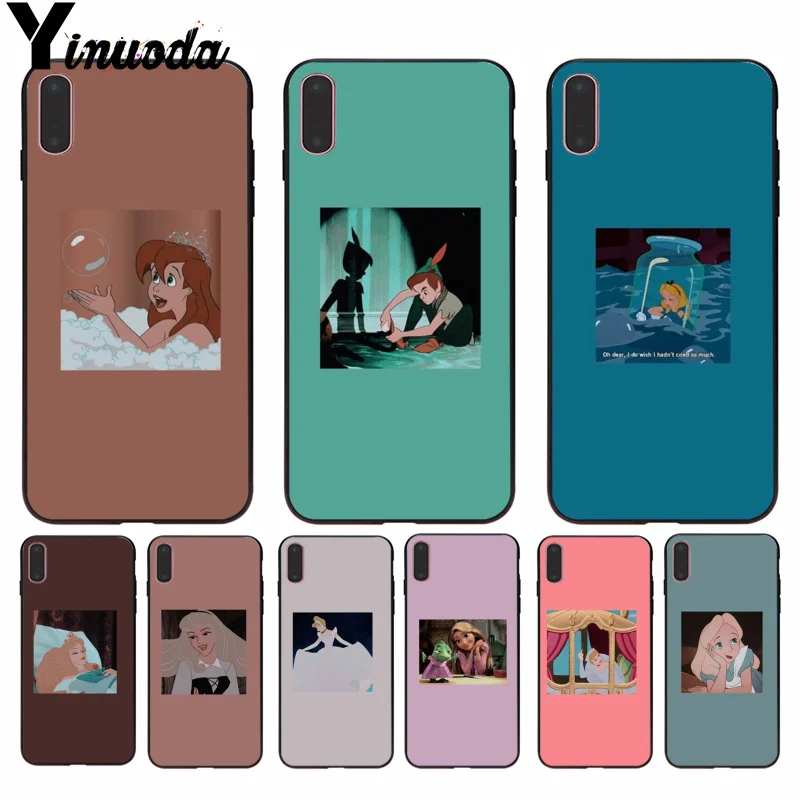

Yinuoda Cartoon Princess Alice Elysian Cinderella black Phone Case for Apple iPhone 8 7 6 6S Plus X XS MAX 5 5S SE XR Cellphones
