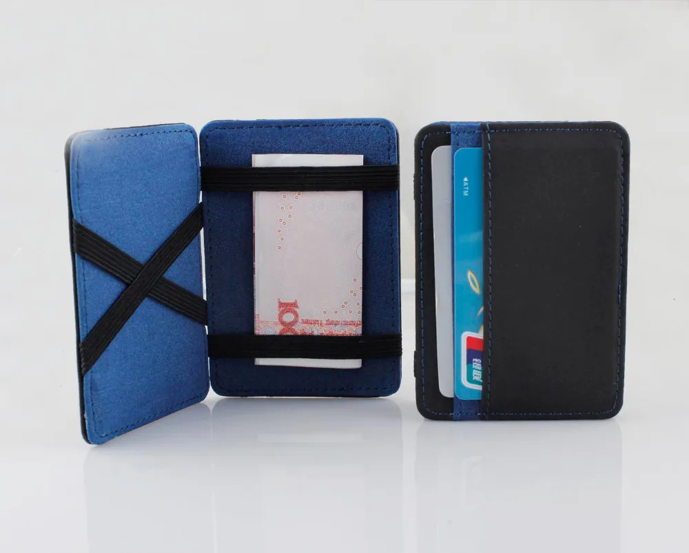 Cool Ultra Thin Leather Magic Wallet Credit Card Holder Blackin