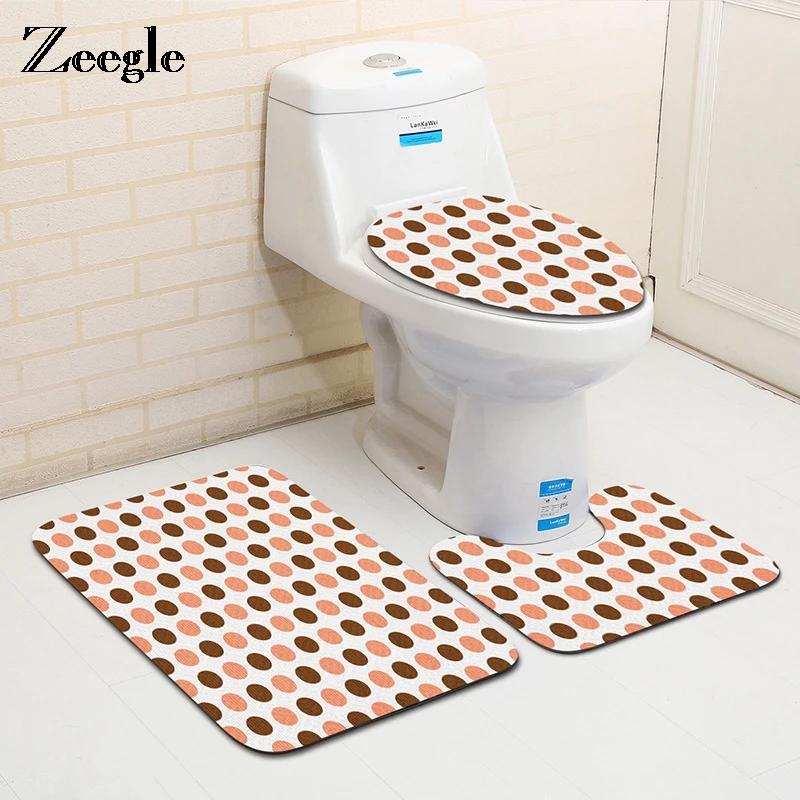 Zeegle Nordic Style Toilet Rug Bath Mat Home Decor Dot Pattern Washroom