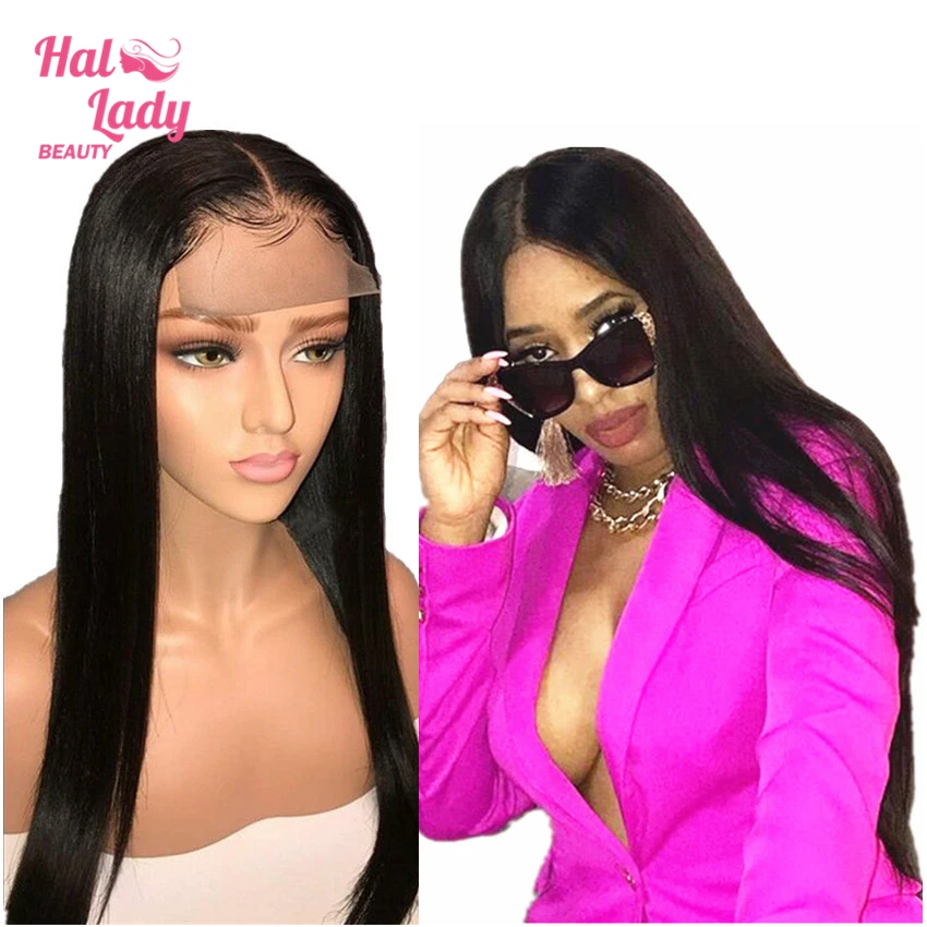 

4*4 Lace Closure Wig Brazilian Human Hair 24 Inch Straight Lace Wigs For Women Non-remy Halo Lady DHL Free Shipping alipearl
