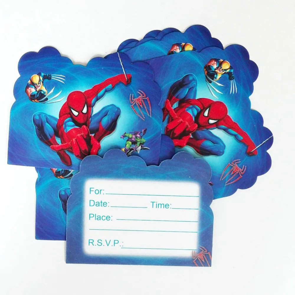 Вечерние скатерти с изображением Человека-паука для душа, воздушные шары, Топпер для торта, пригласительные открытки, Детские вечерние украшения с изображением Человека-паука на день рождения