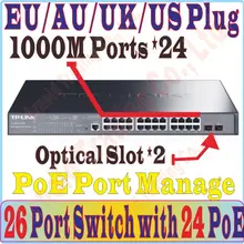 Китайский-прошивка 26 портов POE 1000 Мбит/с коммутатор с 370 Вт 24 POE порта управления, питание к камере/AP, с 2* SFP порт