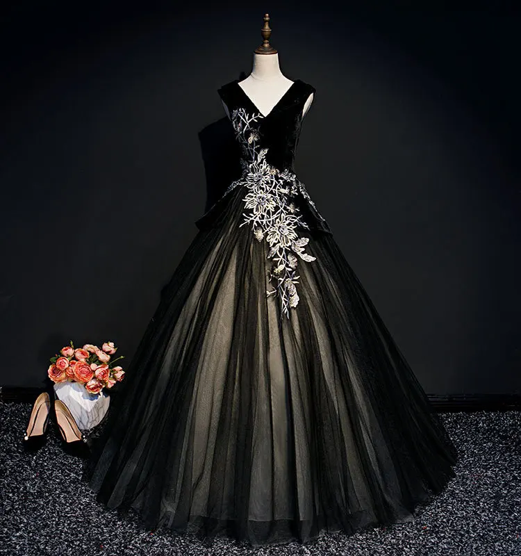 

Hot 100%real Black Velvet And Veil Flower Gown Medieval Renaissance Gown Sissi Princess Dress Victorian /marie Antoinette/ Belle