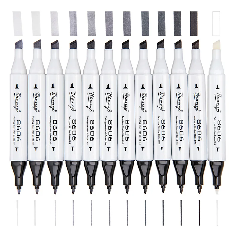

Bianyo 12Pcs Cool Grey Colors Art Marker Grayscale Dual Head Marker Set for Artist Manga Painting Marker School Student Supplier