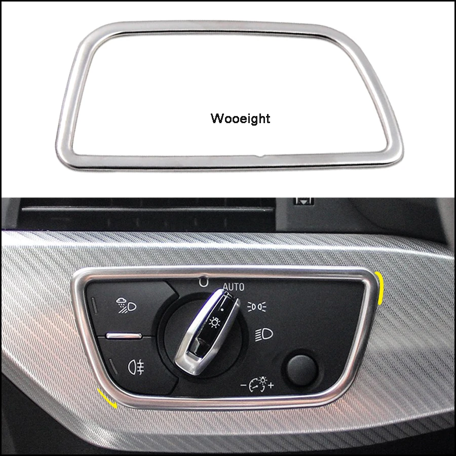Wooeight Stainless Steel Car Interior Head Fog Light Lamp Control Button Trim Cover Decorative For Audi A4 (B9) A5 (F5) Q5 (FY) (1)