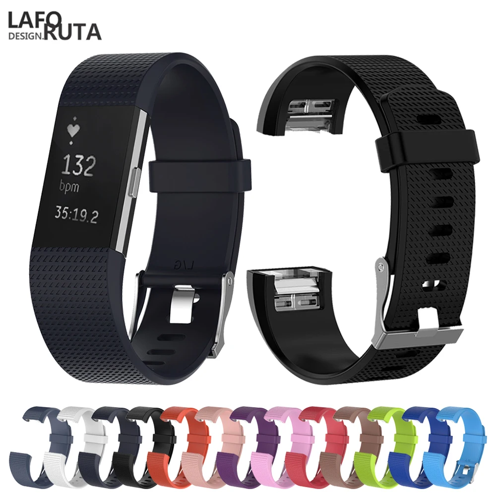 

Sport Silicone Loop for Fitbit Charge 2 Band Strap Women Men Smart Watch Bracelet with Metal Clasp Classic Bands For Charge2