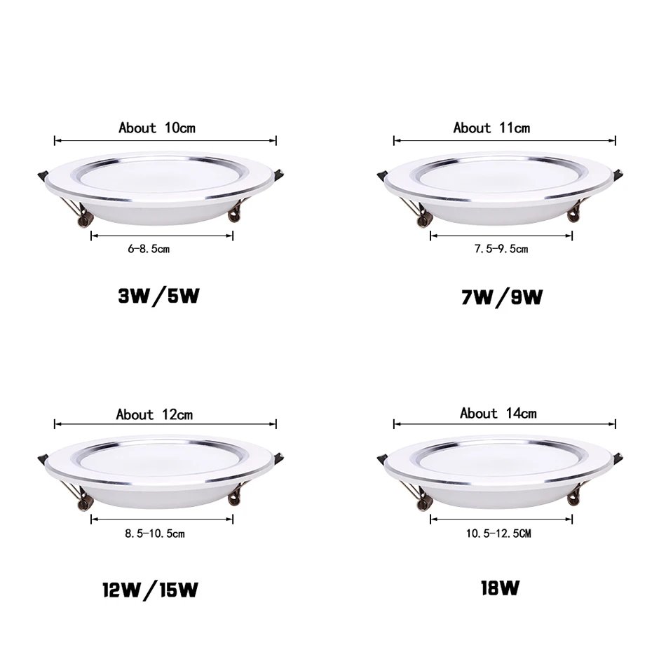 Ultra Bright Round LED Downlight 3W 5W 7W 9W 12W 15W 18W Aluminum AC110V 220V LED Down Light Ceiling Recessed Spot Light -