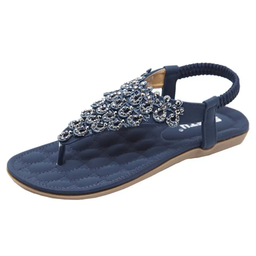 

SIKET shoes woman sandals wedding Women Flat Bead Bohemia Lady Flip Flops Hollow Sandals Peep-Toe Outdoor Shoes zapatos mujer A5