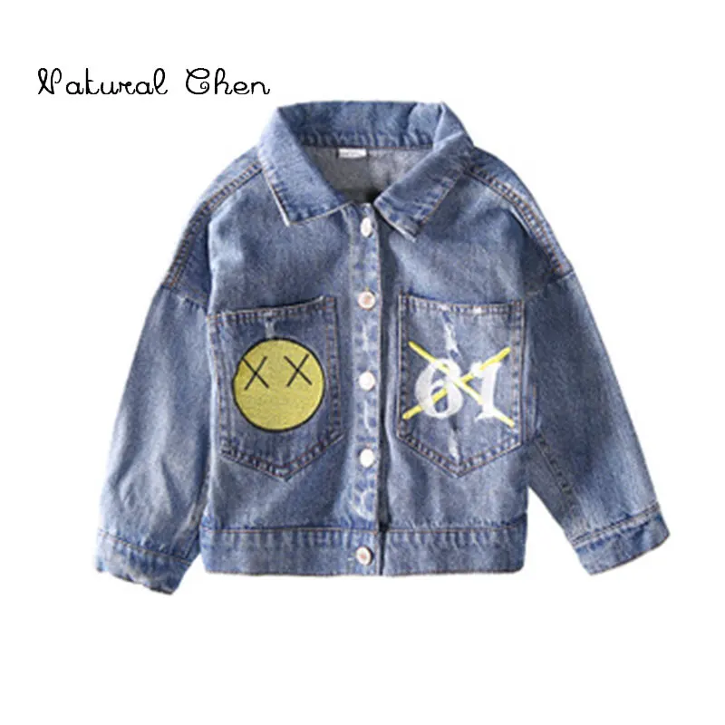 

2019 Spring Children Korean Version Loose Denim Coat Girls Embroidery Coat
