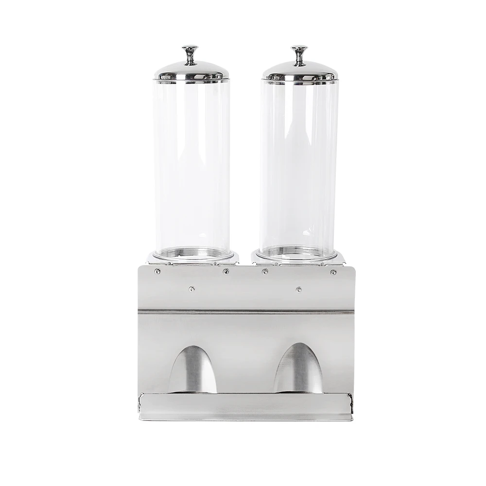  Cereal Dispenser Stainless Steel 2Head Dry Food Dispenser Storage Box Kitchen Food Grain Rice Conta - 32976414385