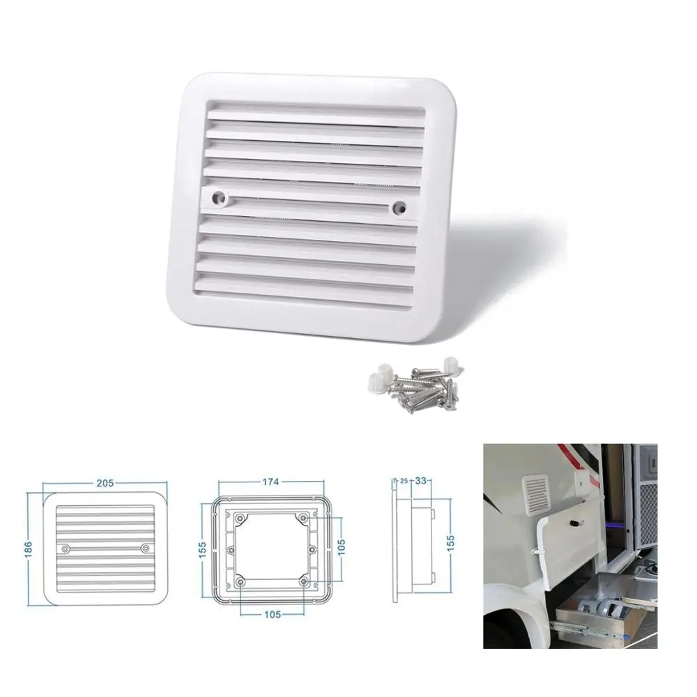 12V WHITE Air Vent with FAN RV Trailer Caravan Side Air Ventilation For RVs, Trailers, Motorhomes etc Auto Accessories