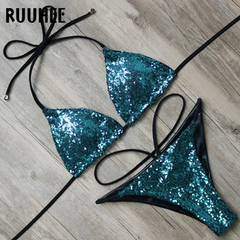 

RUUHEE New Design Bikini Swimsuit Swimwear Women Bikini Set Sexy Sequins Beachwear Bathing Suit 2018 Swimming Suit For Women