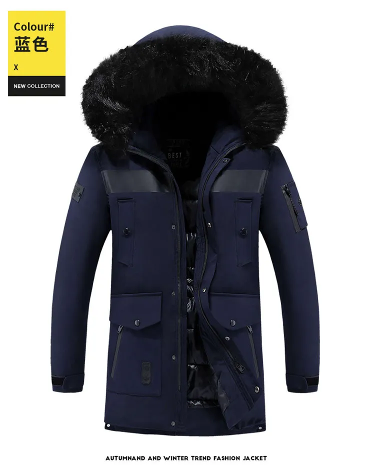 Большие размеры 7XL 8XL мужские зимние парки длинные толстые теплые однотонные меховые куртки с капюшоном мужские пальто зимняя шапка