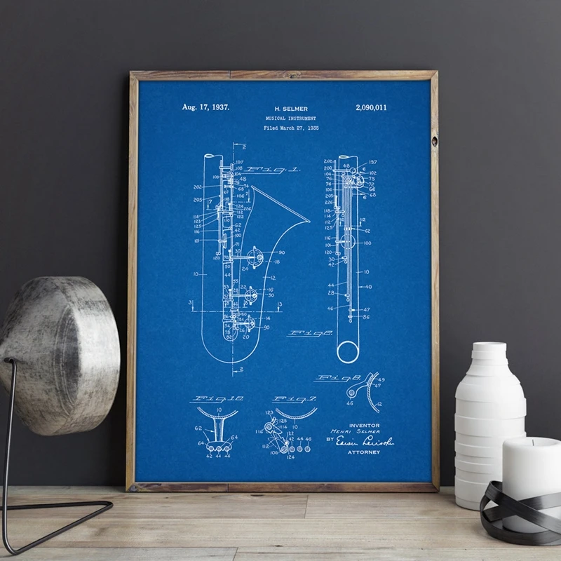 Saxophone Prints Music Room Decor