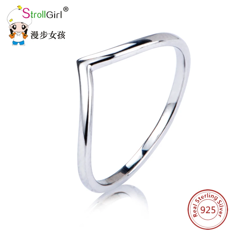 V Forma de Triângulo de Prata Anel Eternidade Anel de Noivado Melhor