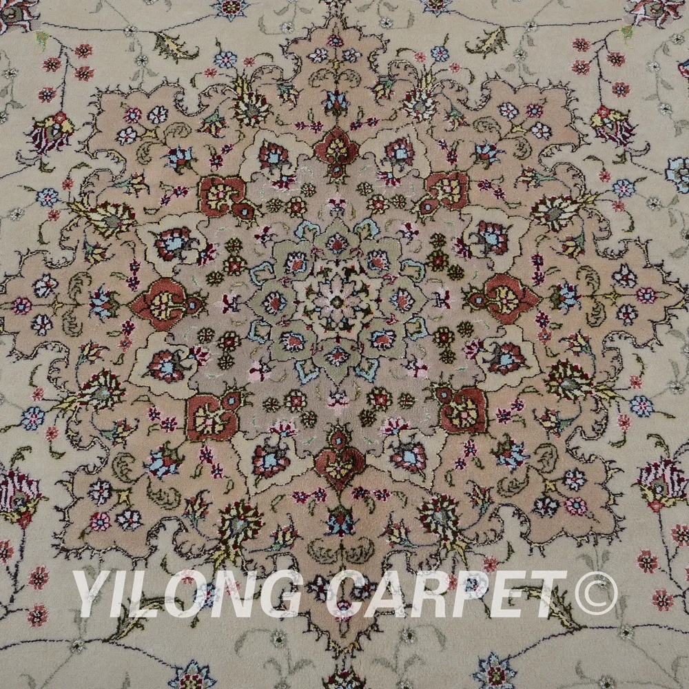 Yilong 6 'x 9' Ручная работа Кашмирская шерсть бежевый толстый ковер изысканные