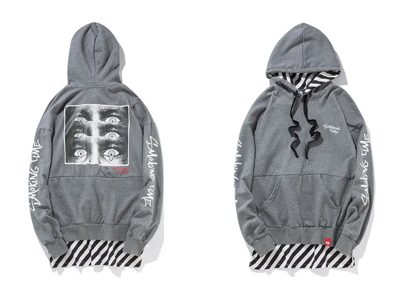 Side Zipper Stripe Patchwork Hoodies 3