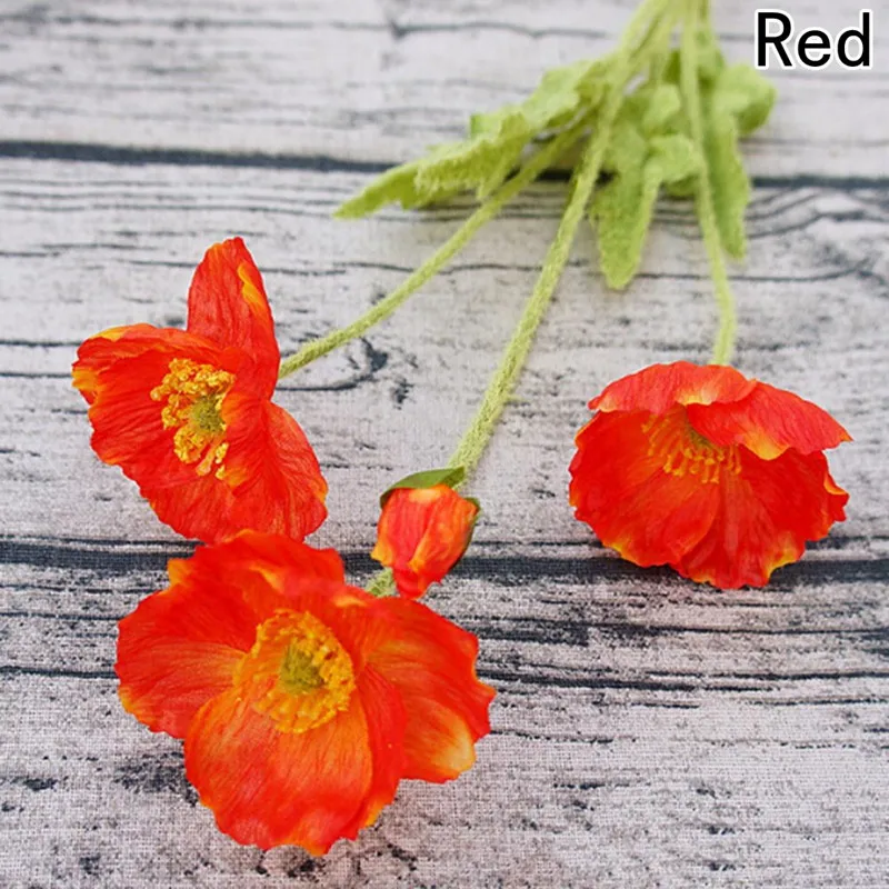 Latest Coming Beautiful Artificial Poppy Silk Flowers Home Wedding