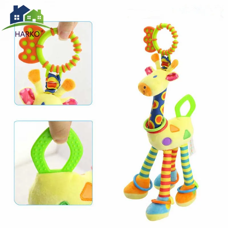Новое поступление мягкий жираф животного колокольчики плюшевые детские развития ребенка ручки игрушки Лидер продаж с Детская