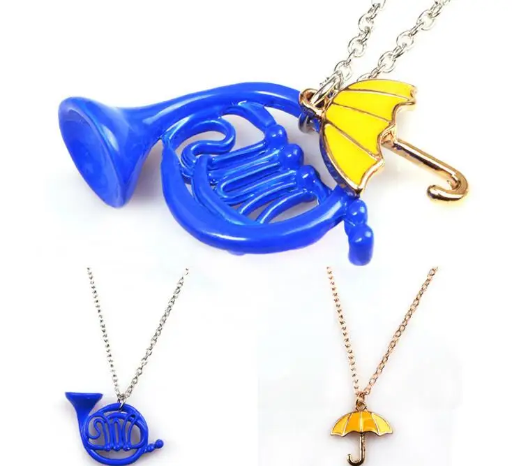 

How I Met Your Mother Umbrella Yellow Blue French Horn Pendant Necklace For Mom Party Cosplay Mother True Love Jewelry Gift