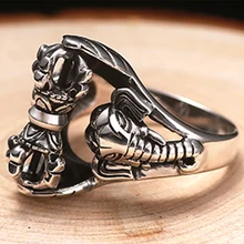 ZABRA Whirling Vajra Thai Elephant Gods Vintage 925 Silver Ring For Men Steampunk Retro Handmade Sterling Silver Male Jewelry