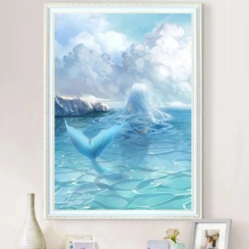 New Diamond Embroidery Full Package Sale Beautiful Back Of Mermaid Cartoon 5D Diy Diamond Painting Mosaic Crystal Cross Stitch  