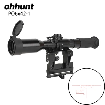 

ohhunt SVD 6X42D Hunting Riflescope Red Illuminated Glass Etched Reticle POS-1 Sight Fits for Tactical AK / SVD SKS Mount
