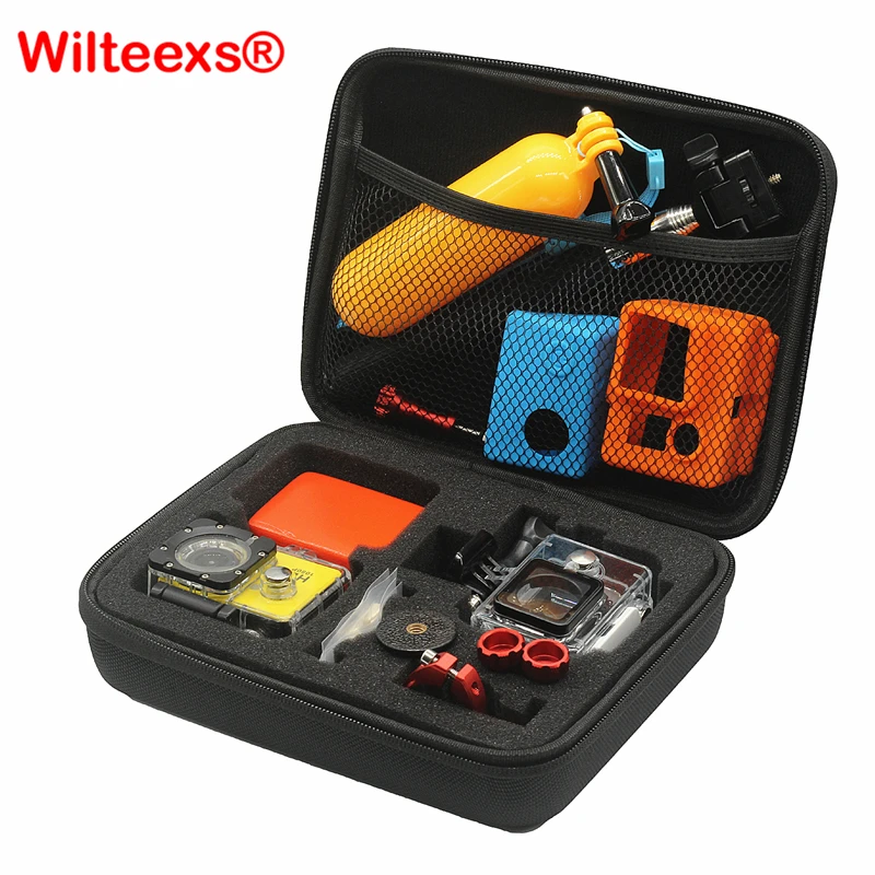 WILTEEXS Middle Size Case for HD Hero 5 4 3+ 2 SJ4000 XIAOYI 2 4K cam Camera Sports Shockproof Storage Protection Bags Box camera : image WILTEEXS Middle Size Case for HD Hero 5 4 3+ 2 SJ4000 XIAOYI 2 4K cam Camera Sports Shockproof Storage Protection Bags Box camera