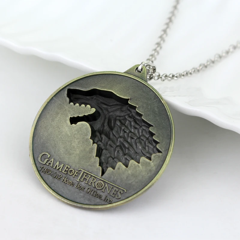 Hot Movie Necklaces Game of Thrones Necklace House Stark Winter Coming Vintage Wolf Necklaces Pendants Women Men Jewelry
