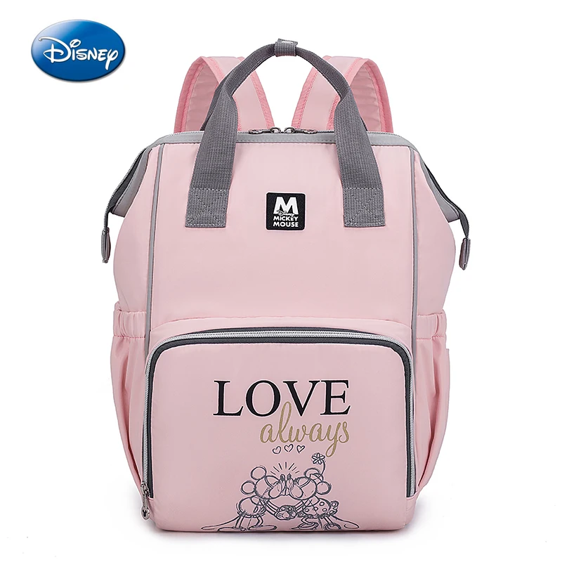  Disney Pink Woman Travel Backpack Mommy Baby Care Diaper Bag Baby Organizer Mickey Stroller Bag Bab