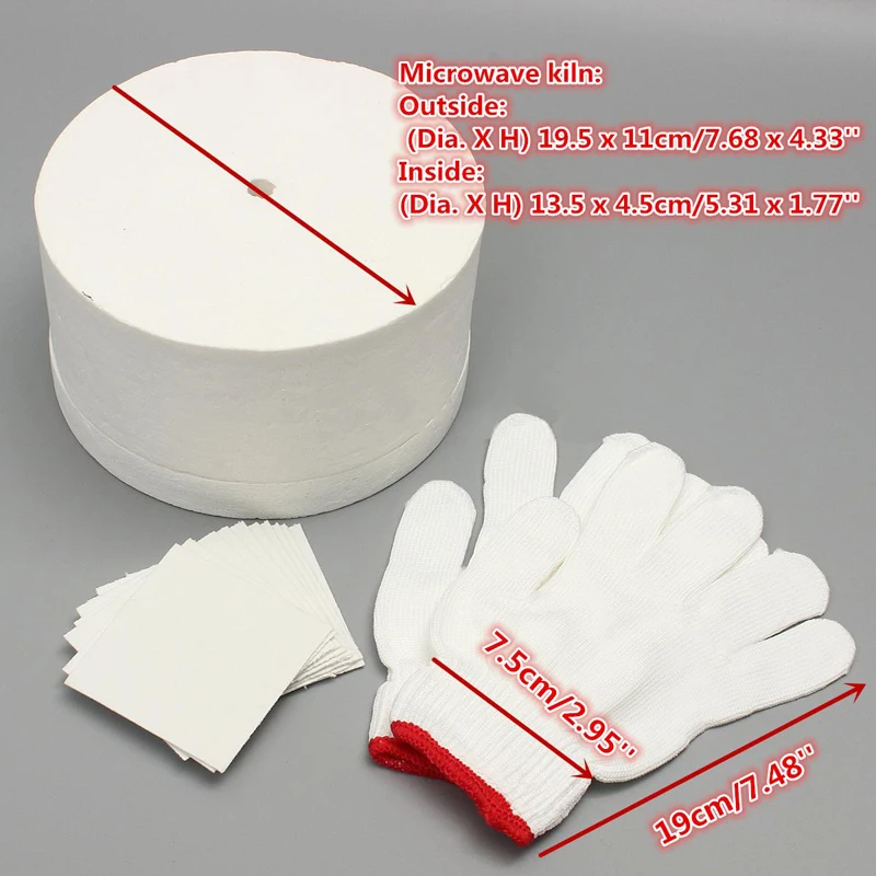 1 шт. керамическая волоконная Большая микроволновая печь для печи стекло+ 10 упаковок подложки для термоклея+ пара белых хлопковых перчаток набор для домашних инструментов